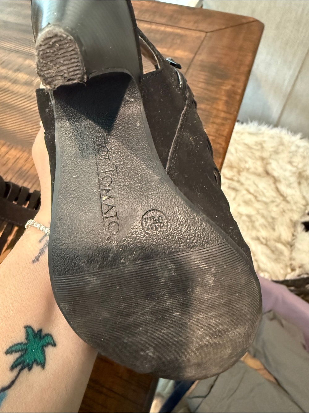 Steve Madden Black Leather Platform Ankle-Strap Heels - Picture 4 of 4
